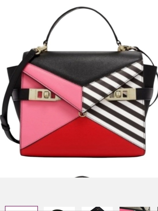 henri bendel Handbags - henri bendel Uptown Black, Pink & Red Striped Colorblock Satchel